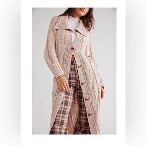 Free People Blush Cable Knit Cardigan